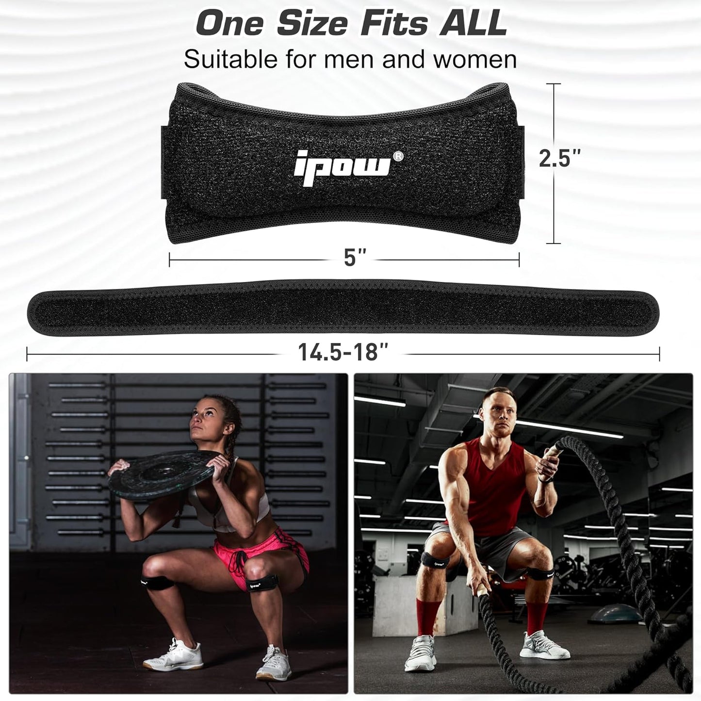 Patella Tendon Knee Strap 2 Pack Knee Pain Relief & Patella Stabilizer Knee Strap, Patellar Tendon Support Strap, Knee Brace for Running, Hiking, Soccer, Basketball, Jumpers Knee, Tennis, Volleyball & Squats