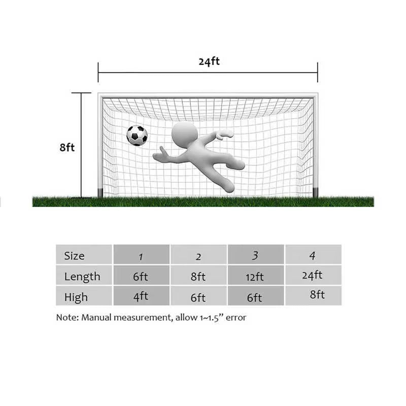 6X4FT/8 X6FT/12X6FT/24X8FT Soccer Goal Net Football Soccer Net Sports Replacement Soccer Goal Post Net
