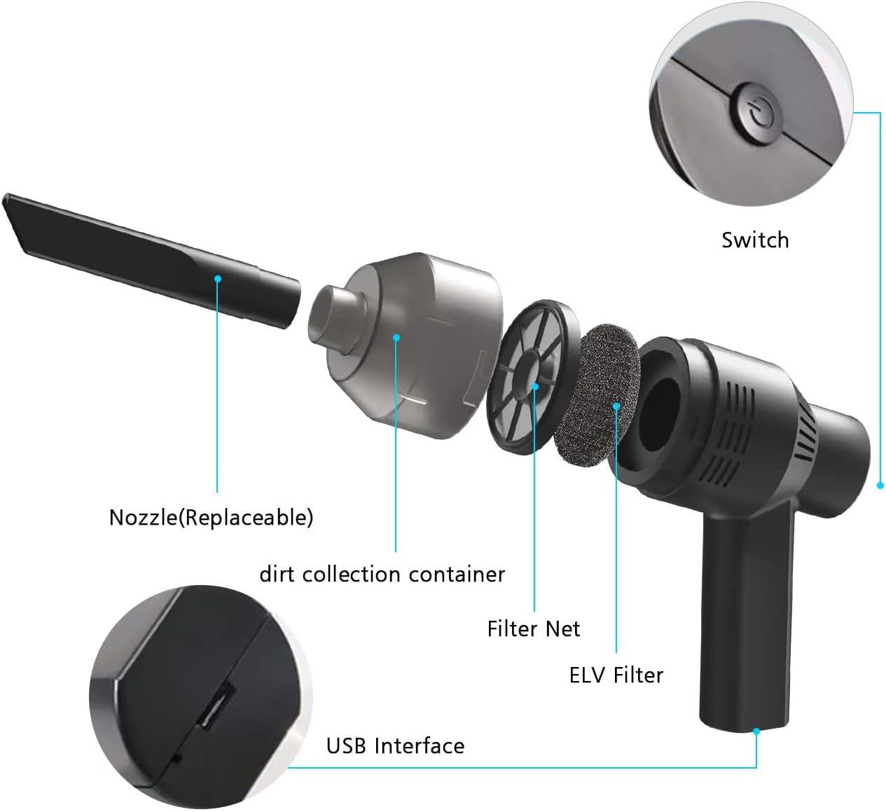 [Upgrade] Mini Vacuum Cordless Vacuum Keyboard Cleaner Rechargeable,For Cleaning Dust,Hair,Crumbs,Eraser Scrap,Laptop,Pet House,Sewing Machine