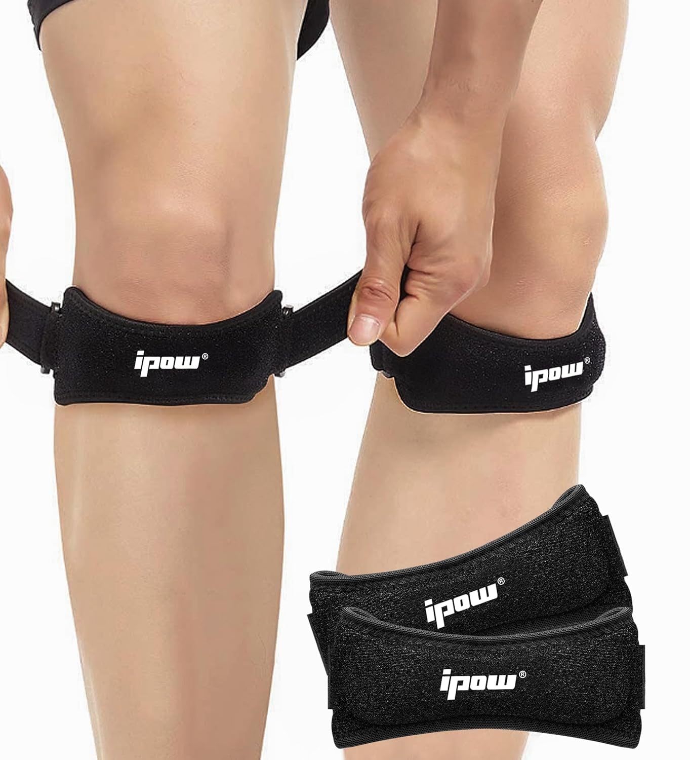 Patella Tendon Knee Strap 2 Pack Knee Pain Relief & Patella Stabilizer Knee Strap, Patellar Tendon Support Strap, Knee Brace for Running, Hiking, Soccer, Basketball, Jumpers Knee, Tennis, Volleyball & Squats