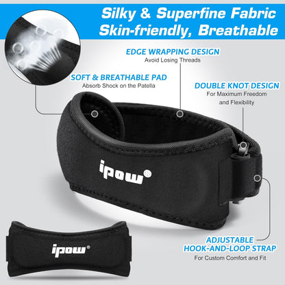 Patella Tendon Knee Strap 2 Pack Knee Pain Relief & Patella Stabilizer Knee Strap, Patellar Tendon Support Strap, Knee Brace for Running, Hiking, Soccer, Basketball, Jumpers Knee, Tennis, Volleyball & Squats